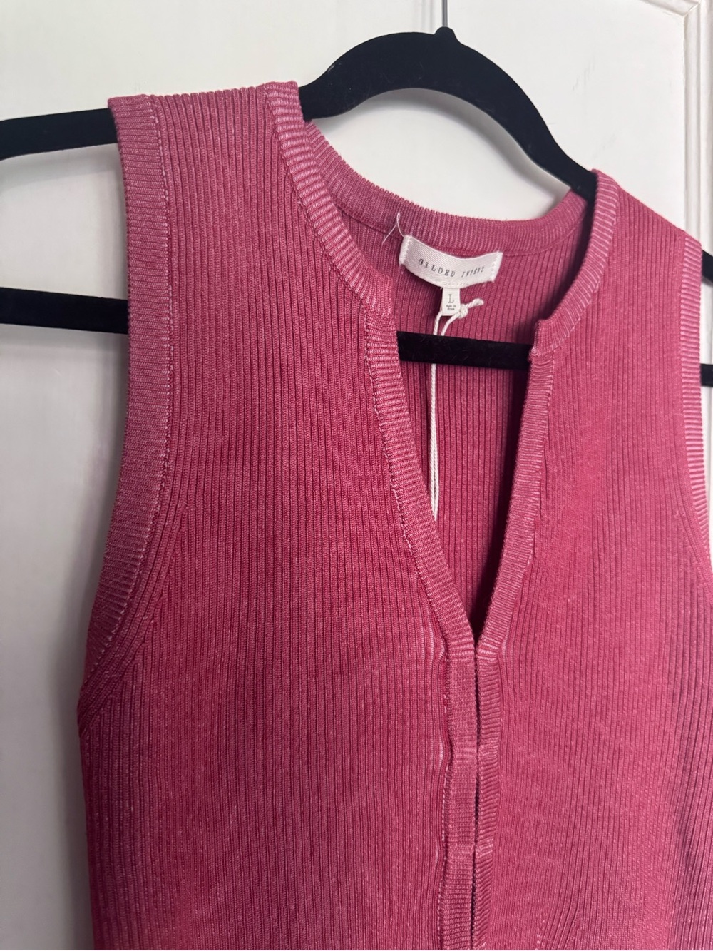 NWT Buckle Gilded Intent Ribbed V-Neck Tank Top with Hook Closures Large - Picture 2 of 10